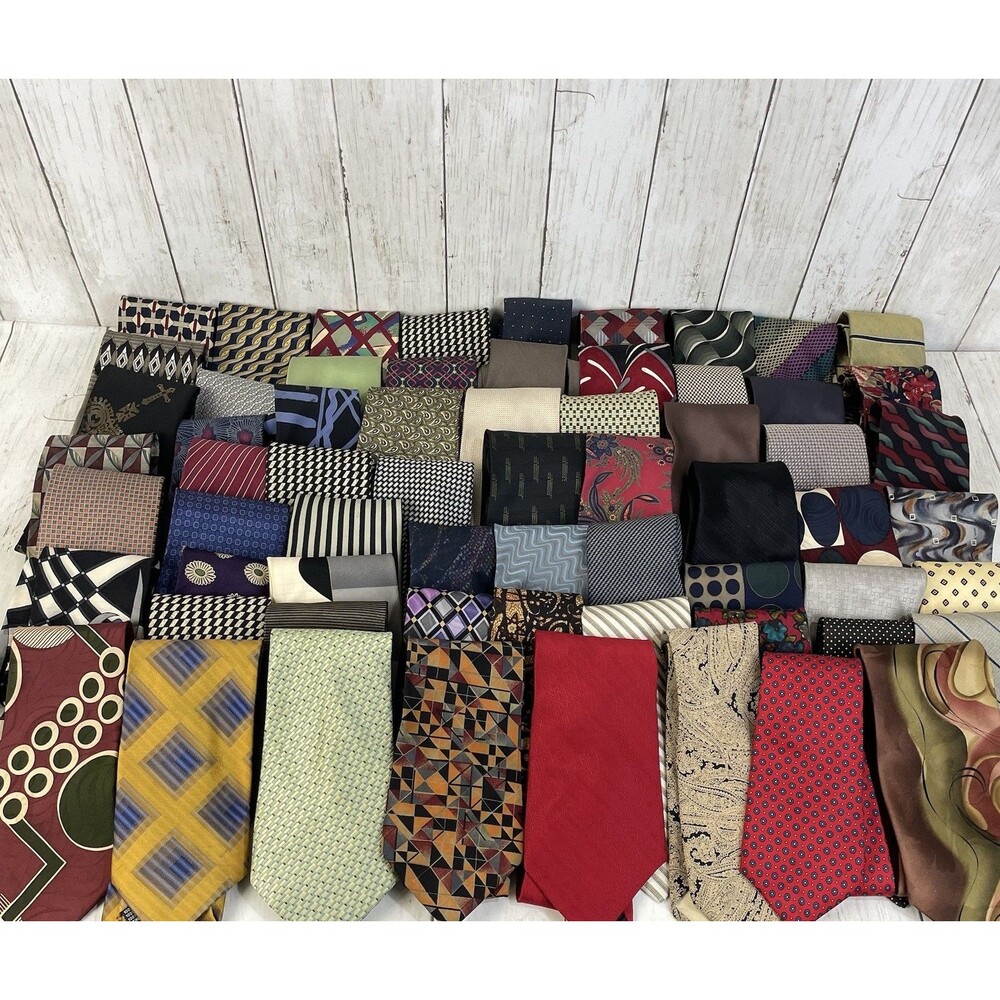 Huge Lot Bundle Mens Neck Ties 62 - 100% Silk Various Brands Vintage & Modern